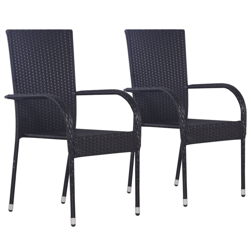Stackable Outdoor Chairs 2 Pcs Poly Rattan