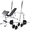 Workout Bench with Weight Rack Barbell and Dumbbell Set 60500 g