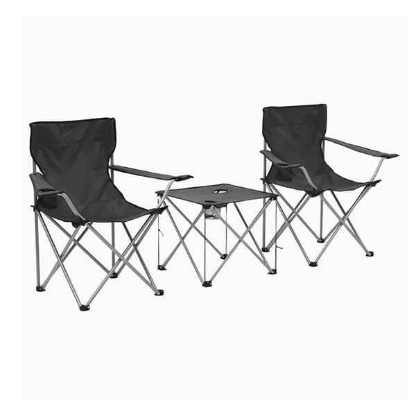 Camping Table And Chair Set 3 Pieces Grey
