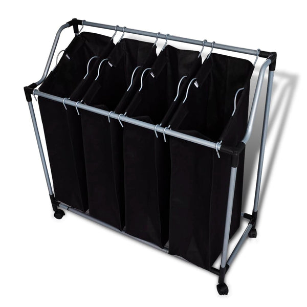 Laundry Sorter With 4 Bags Black/Grey