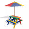 Kids Picnic Table & Benches With Parasol In Four Colours