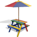 Kids Picnic Table & Benches With Parasol In Four Colours