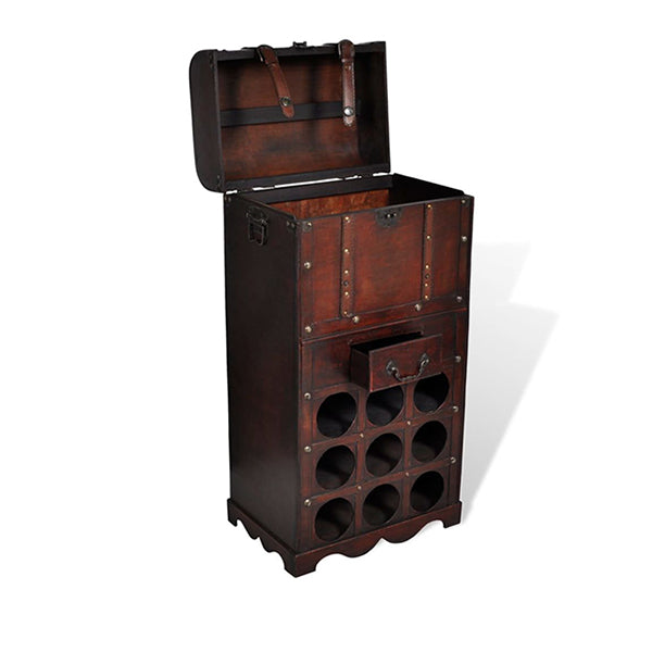 Wooden Wine Rack For 9 Bottles With Storage
