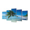 Canvas Wall Print Set Sand Beach With Palm Tree 200 x 100 Cm