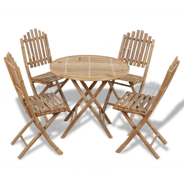 Outdoor Dining Set 5 Pieces Bamboo Foldable