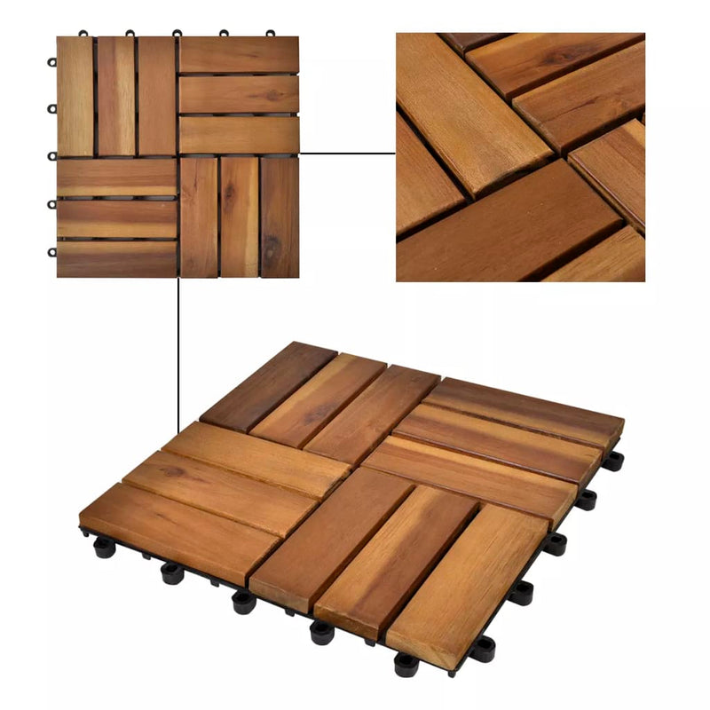 10 Pcs Acacia Decking Tiles 30 x 30 cm