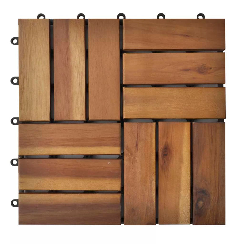 10 Pcs Acacia Decking Tiles 30 x 30 cm