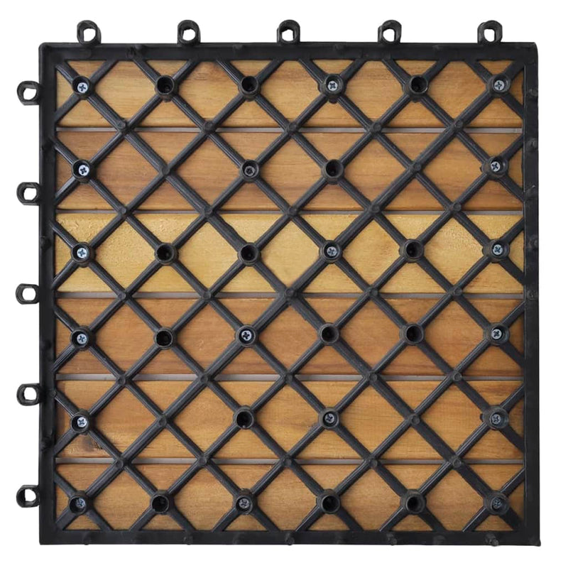 Decking Tiles Vertical Pattern 30 x 30 Cm Acacia Set Of 20