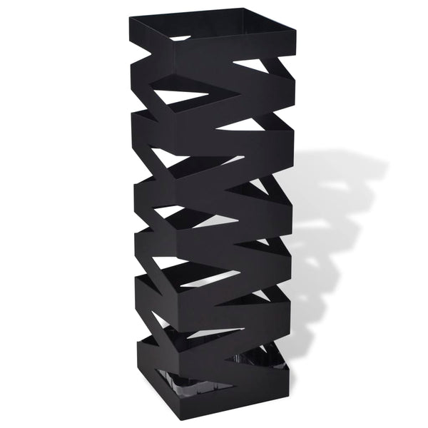 Square Umbrella Stand Storage Holder Steel 48.5 Cm Black