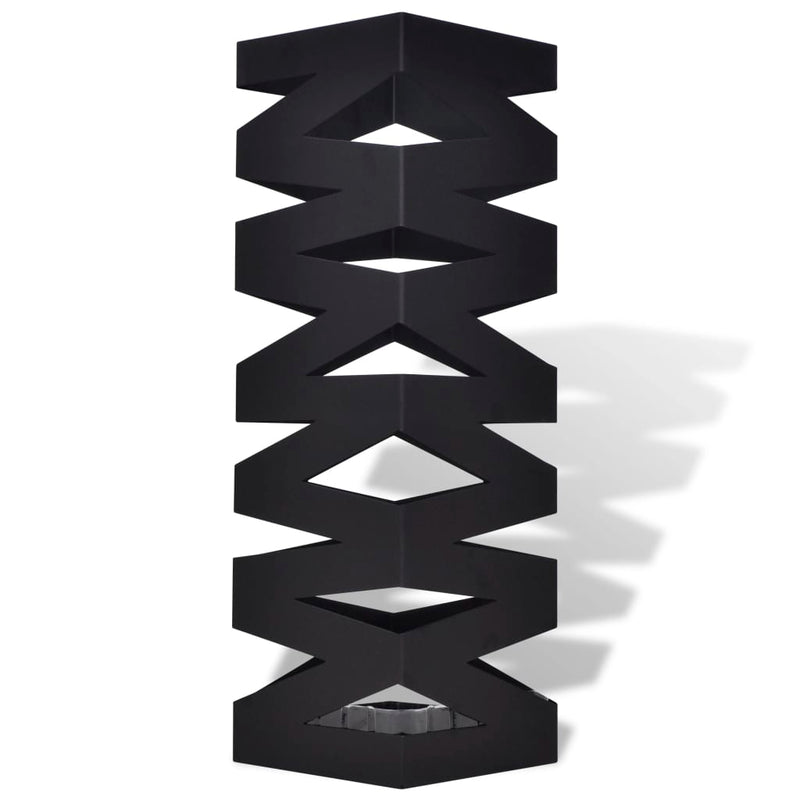 Square Umbrella Stand Storage Holder Steel 48.5 Cm Black