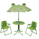 3 Piece Kids Garden Bistro Set with Parasol Green
