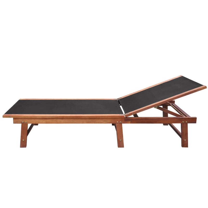Sunlounger With Table Acacia Wood