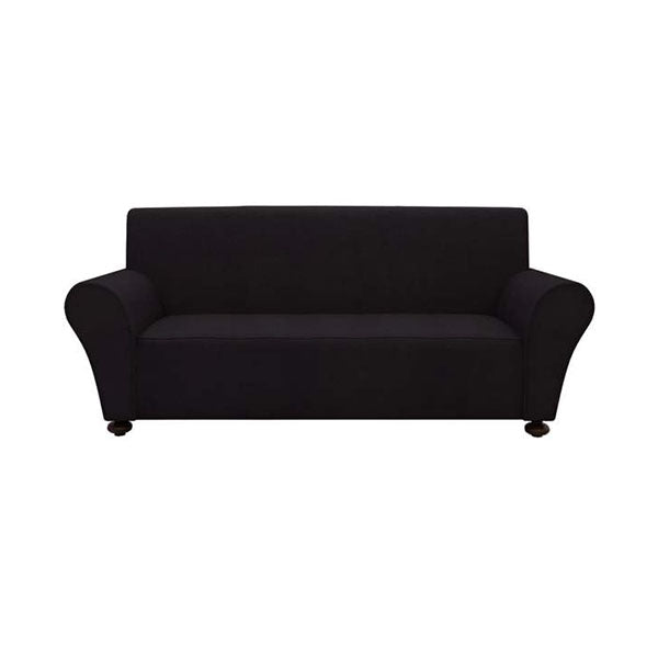 3-Seater Stretch Couch Slipcover Polyester Jersey Black