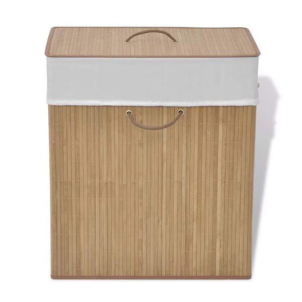 Bamboo Laundry Bin Rectangular Natural