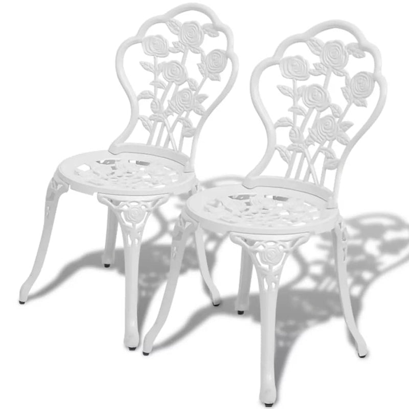 Bistro Set 3 Pieces White Cast Aluminum