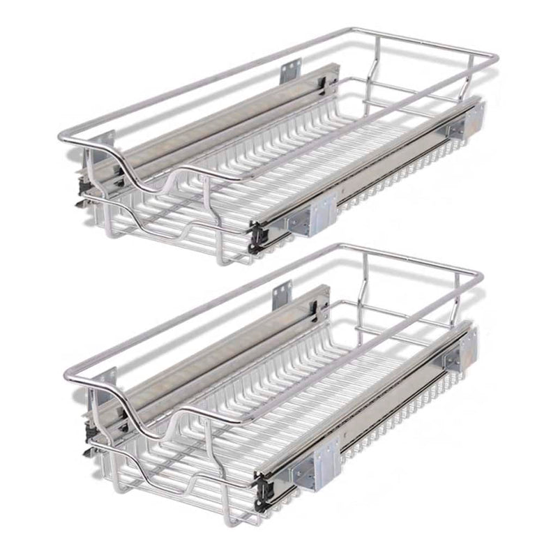 Pull-Out Wire Baskets Silver 300 Mm 2 Pcs