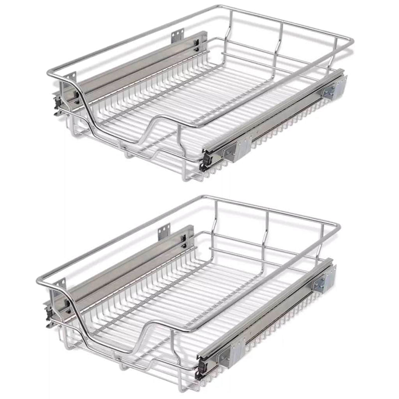 Pull-Out Wire Baskets Silver 400 Mm 2 Pcs