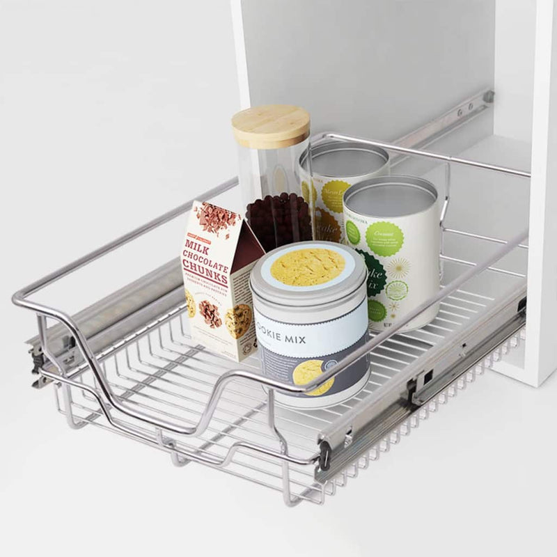 Pull-Out Wire Baskets Silver 400 Mm 2 Pcs