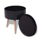 Side Table With Serving Tray Round 39.5 x 44.5 Cm Black