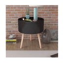 Side Table With Serving Tray Round 39.5 x 44.5 Cm Black