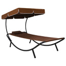 Outdoor Lounge Bed with Canopy and Pillow Brown