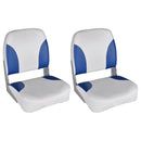 Boat Seats 2 pcs Foldable Backrest With Blue and white Pillow 41x36x48 cm