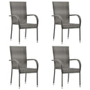 Stackable Outdoor Chairs 4 pcs Grey Poly Rattan