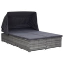 2 Person Sunbed with Cushion Poly Rattan Grey