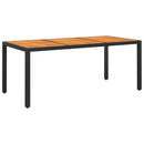 Garden Table 190x90x75 cm Acacia Wood and Poly Rattan Black