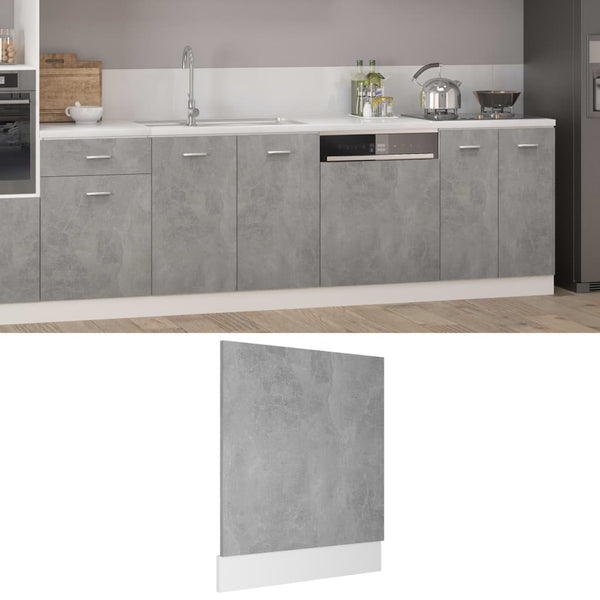 Dishwasher Panel Concrete Grey 595 x 30 x 670 mm Engineered Wood