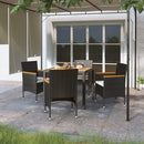 5 Piece Garden Dining Set Poly Rattan and Solid Acacia Wood Black