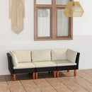 3 Seater Garden Sofa with Cushions Black Poly Rattan