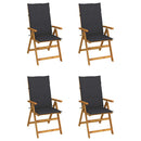 Garden Reclining Chairs 4 pcs with Cushions Solid Acacia Wood