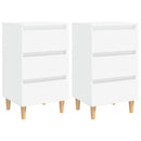 Bed Cabinets with Solid Wood Legs 2 pcs White 40x35x69 cm