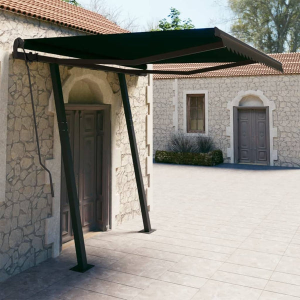 Manual Retractable Awning with Posts 300 x 250 cm Anthracite