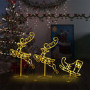 Acrylic Christmas Flying Reindeer and Sleigh 260x21x87cm Warm White