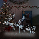 Acrylic Christmas Flying Reindeer and Sleigh 260x21x87cm Cold White