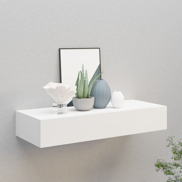 Wall mounted Drawer Shelf White 600 x 235 x 100 mm MDF
