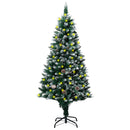 Artificial Christmas Tree LEDs and Pine Cones and White Snow 180 cm