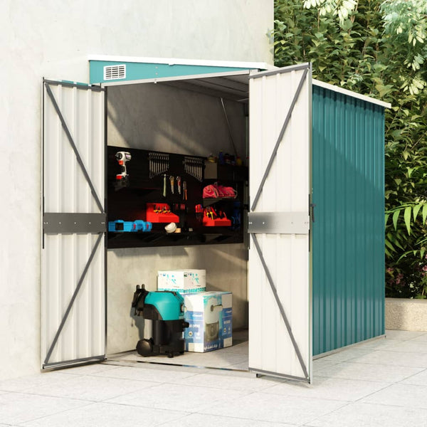 Wall mounted Garden Shed Green 118x194x178 cm Galvanised Steel