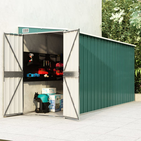 Wall mounted Garden Shed Green 118x382x178 cm Galvanised Steel
