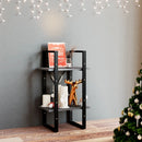 2 Tier Book Cabinet Grey 40x30x70 cm Solid Pine Wood