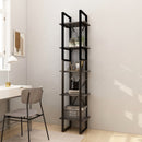 5 Tier Book Cabinet Grey 40x30x175 cm Pinewood