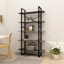 5 Tier Book Cabinet Grey 100x30x175 cm Pinewood