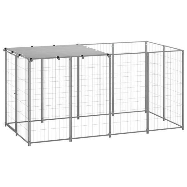 Dog Kennel Silver 220 x 110 x 110 cm Steel