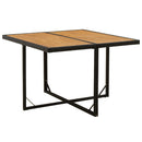 Garden Table Black 109x107x74 cm Poly Rattan and Solid Wood Acacia