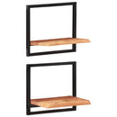 Wall Shelves 2 pcs 40x24x35 cm Solid Wood Acacia and Steel