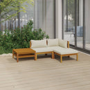 4 Piece Garden Lounge Set with Cream Cushion Solid Acacia Wood
