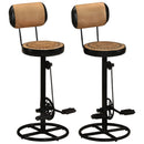 Bar Stools with Canvas Print 2 pcs Brown and Black Real Goat Leather