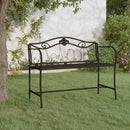 2 Seater Garden Bench 104 cm Black Steel
